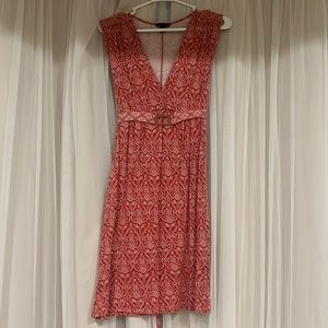 Red and white patterned banana republic dress